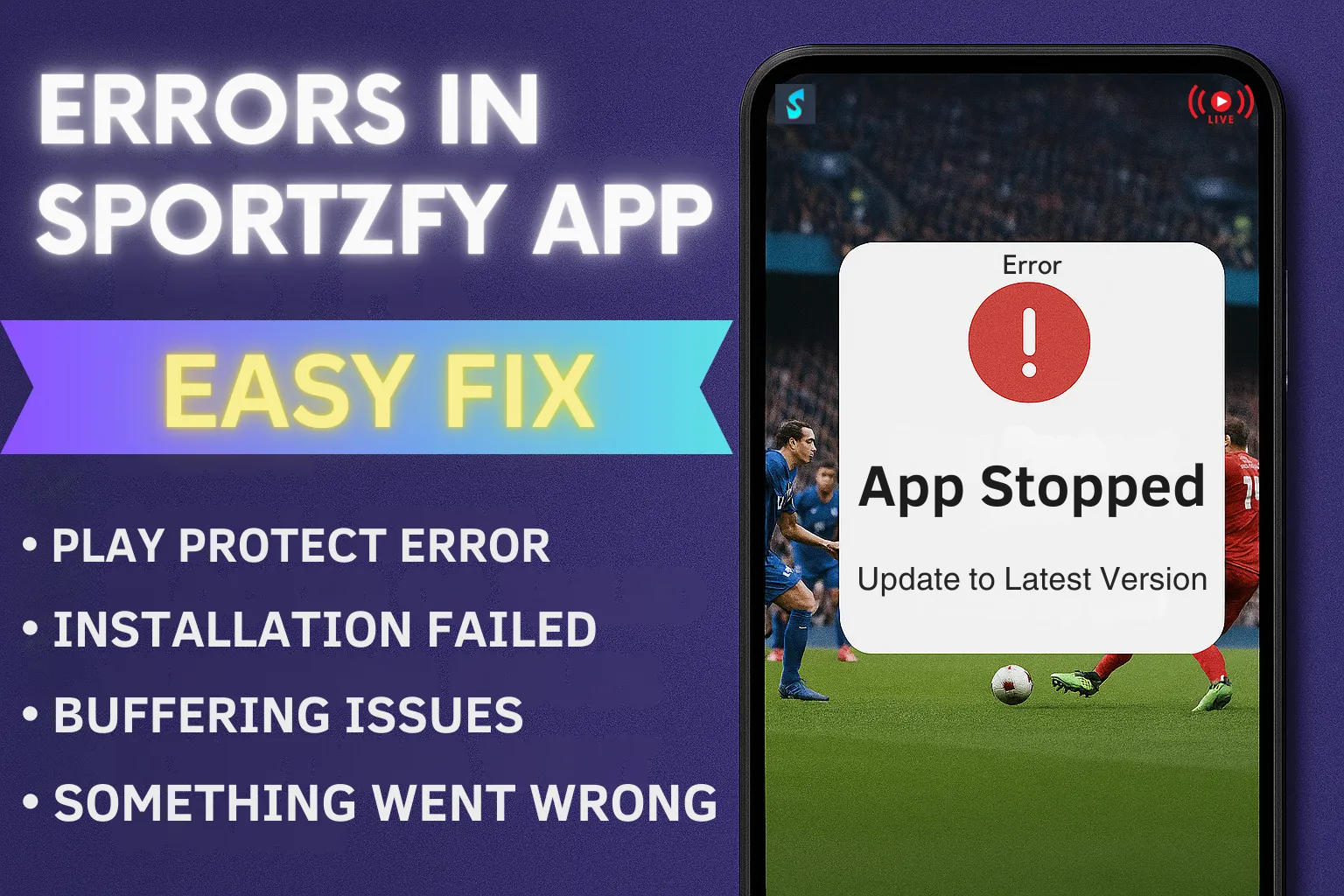 Sportzfy Errors Fixed - troubleshooting live sports app issues